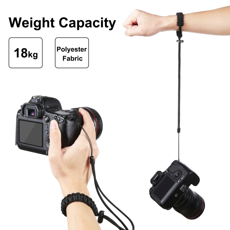 PULUZ Braided Sport Anti-lost Camera Adjustable Wrist Strap (Black) - Floating Grip & Ball by PULUZ | Online Shopping South Africa | PMC TechLife