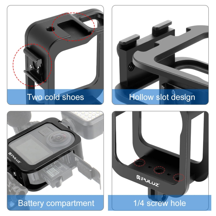 PULUZ Aluminum Alloy Protective Cage Frame with Cold Shoe for GoPro Max (Black) - Metal Cases by PULUZ | Online Shopping South Africa | PMC Jewellery