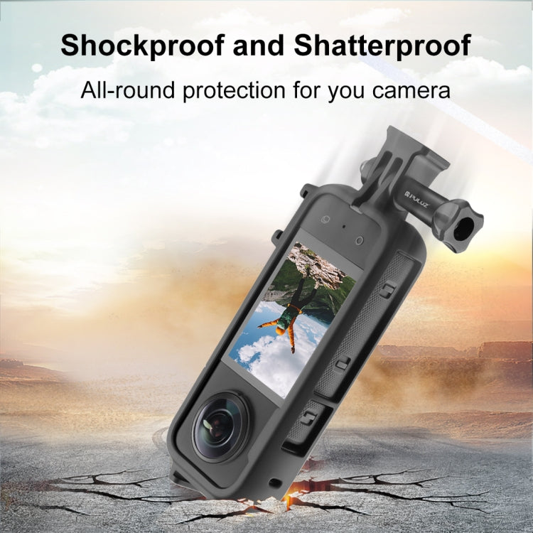For Insta360 X3 PULUZ Cold Shoe PC Plastic Protective Frame with Adapter Mount & Screw(Black) - Mount & Holder by PULUZ | Online Shopping South Africa | PMC TechLife