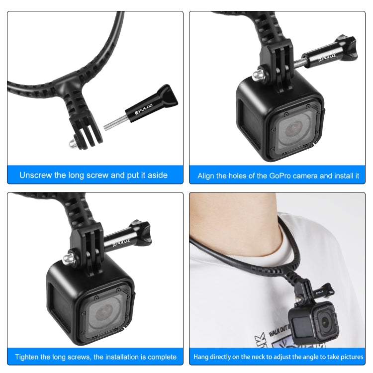 PULUZ Lazy Adjustable Neck Bracket for GoPro Action Cameras (Black) - Holder by PULUZ | Online Shopping South Africa | PMC TechLife | Buy Now Pay Later Mobicred
