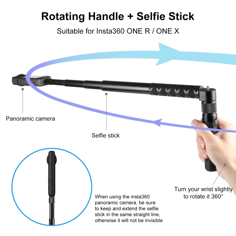 For Insta360 X3 / X4 PULUZ Rotary Handle Desktop Tripod Stand (Black) - Self Monopod Grip by PULUZ | Online Shopping South Africa | PMC TechLife | Buy Now Pay Later Mobicred