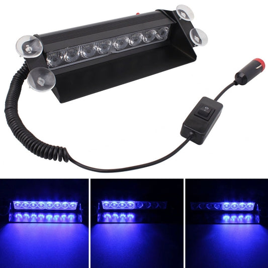 8W 800LM 8-LED Blue Light 3-Modes Adjustable Angle Car Strobe Flash Dash Emergency Light Warning Lamp with Suckers, DC 12V - Warning Lights by PMC Jewellery | Online Shopping South Africa | PMC Jewellery