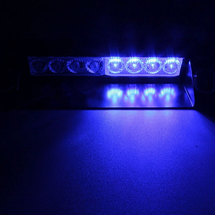 8W 800LM 8-LED Blue Light 3-Modes Adjustable Angle Car Strobe Flash Dash Emergency Light Warning Lamp with Suckers, DC 12V - Warning Lights by PMC Jewellery | Online Shopping South Africa | PMC Jewellery