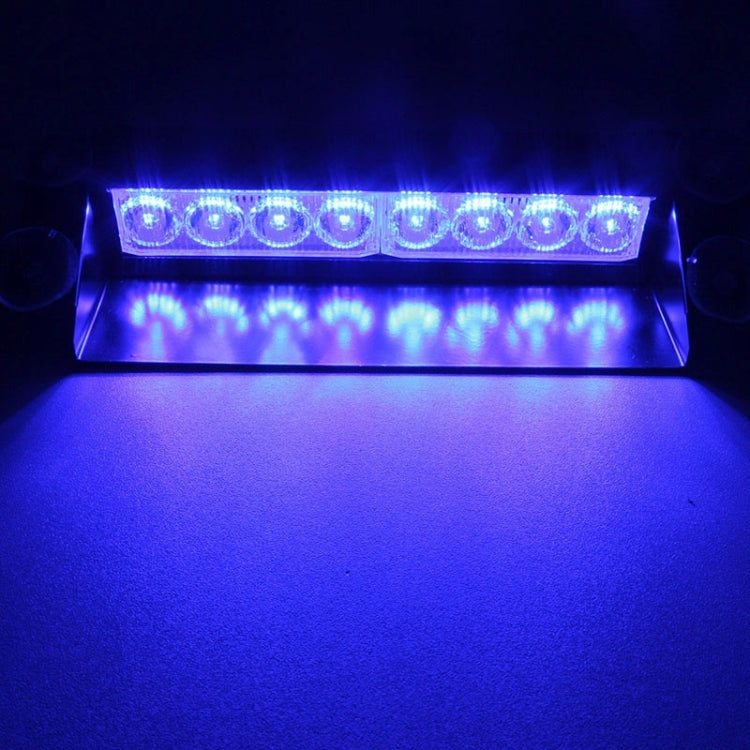 8W 800LM 8-LED Blue Light 3-Modes Adjustable Angle Car Strobe Flash Dash Emergency Light Warning Lamp with Suckers, DC 12V - Warning Lights by PMC Jewellery | Online Shopping South Africa | PMC Jewellery