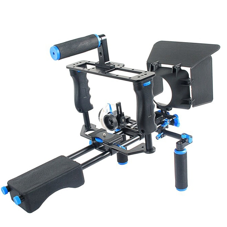 YELANGU YLG1103A-A Dual Handles Camera Shoulder Mount + Camera Cage Stabilizer Kit with Matte Box for DSLR Camera / Video Camera - free shipping - PMC TechLife - Order now!