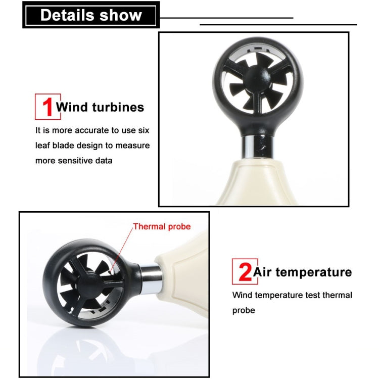 BENETECH Digital Electronic Anemometer (GM816A)(White) - Tachometers & Anemometer by BENETECH | Online Shopping South Africa | PMC TechLife | Buy Now Pay Later Mobicred
