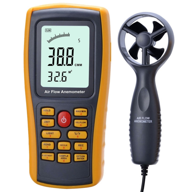 BENETECH GM8902 2.6 Inch LCD Screen Digital Wind Speed Meter Anemometer(Yellow) - free shipping - PMC TechLife - Order now!