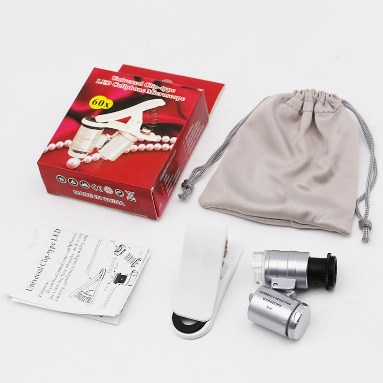 Universal Clip-type LED phone 60X Microscope / Micro Lens - Telescope & Microscope by PMC TechLife | Online Shopping South Africa | PMC TechLife