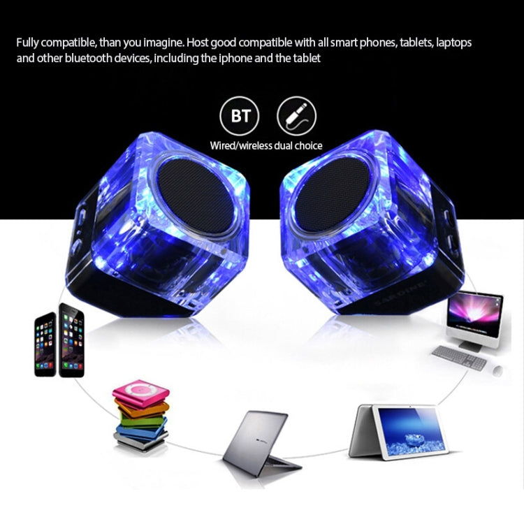 SARDiNE B5 TWS Crystal Case Bluetooth Speaker with Mic & LED Light(Black) - Desktop Speaker by SARDiNE | Online Shopping South Africa | PMC Jewellery