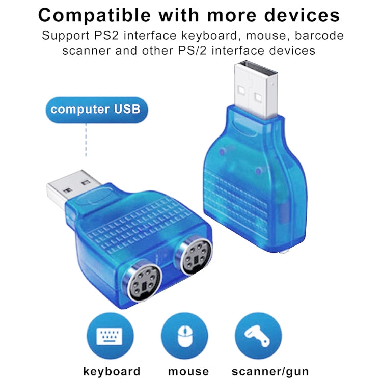 USB Male to PS/2 Female Adapter for Mouse / Keyboard - PS/2 Series by PMC TechLife | Online Shopping South Africa | PMC TechLife