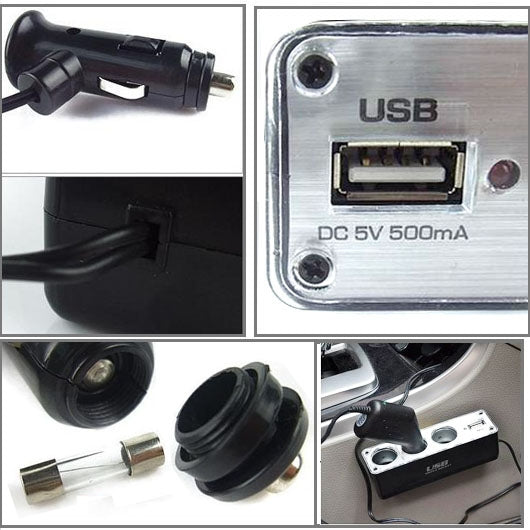 3 Triple Socket 12V/24V Car Cigarette Lighter USB Power(Black) - Cigar Socket by PMC Jewellery | Online Shopping South Africa | PMC Jewellery