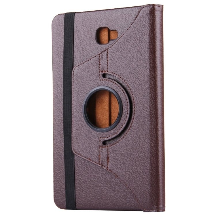 For Galaxy Tab A 10.1 / T580 Litchi Texture Horizontal Flip 360 Degrees Rotation Leather Case with Holder(Brown) - Tab A 10.1 by PMC TechLife | Online Shopping South Africa | PMC TechLife | Buy Now Pay Later Mobicred