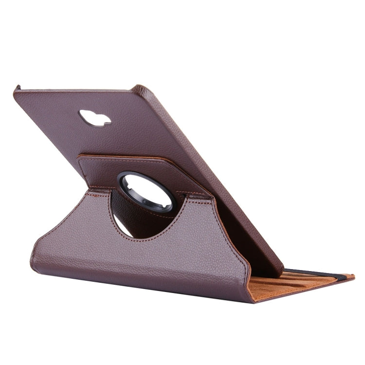 For Galaxy Tab A 10.1 / T580 Litchi Texture Horizontal Flip 360 Degrees Rotation Leather Case with Holder(Brown) - Tab A 10.1 by PMC TechLife | Online Shopping South Africa | PMC TechLife | Buy Now Pay Later Mobicred