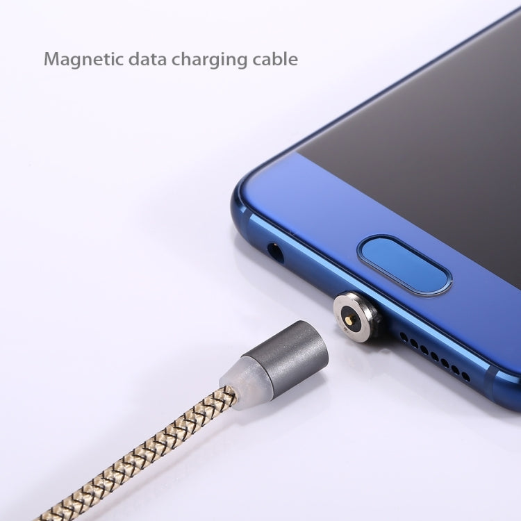 360 Degree Rotation 1m Weave Style USB-C / Type-C to USB 2.0 Strong Magnetic Charger Cable with LED Indicator(Gold) - Charging Cable & Head by PMC TechLife | Online Shopping South Africa | PMC TechLife