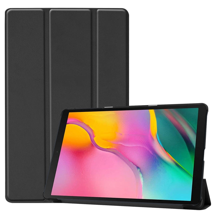 Custer Texture Horizontal Flip PU Leather Case for Galaxy Tab A 10.1 2019 (T515 / T510), with Three-folding Holder & Sleep / Wake-up Function (Black) - free shipping - PMC TechLife - Order now!