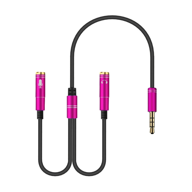 2 in 1 3.5mm Male to Double 3.5mm Female TPE High-elastic Audio Cable Splitter, Cable Length: 32cm(Rose Red) - Cable & Splitter by PMC Jewellery | Online Shopping South Africa | PMC Jewellery