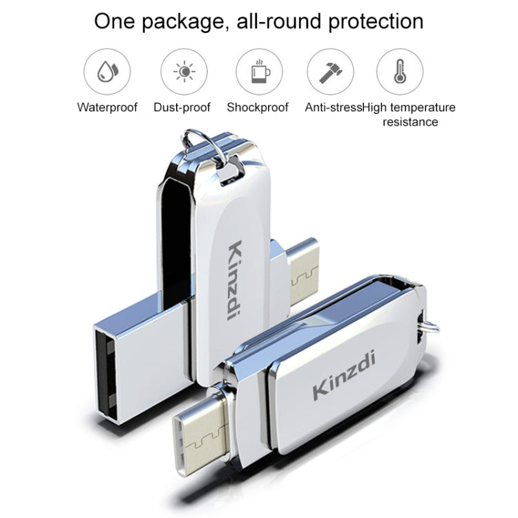 Kinzdi 32GB USB + Type-C Interface Metal Twister Flash Disk V10 (Silver) - USB Flash Drives by Kinzdi | Online Shopping South Africa | PMC Jewellery | Buy Now Pay Later Mobicred