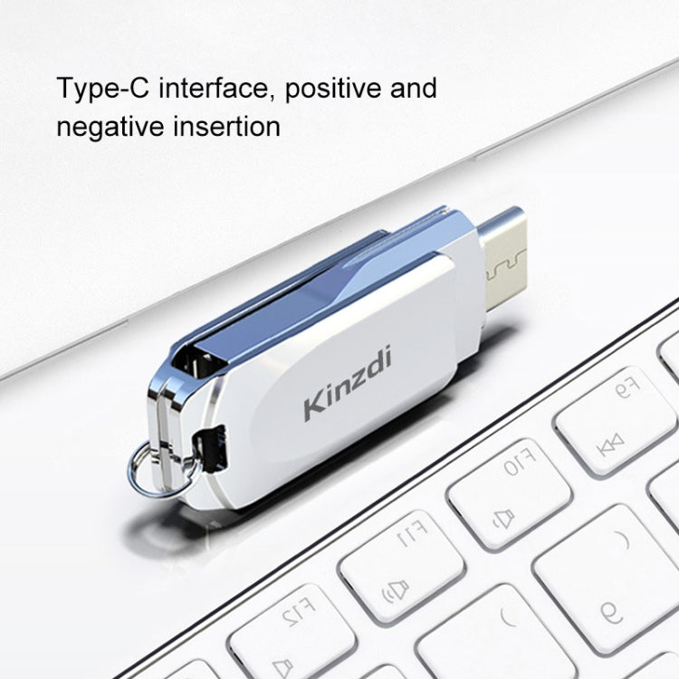 Kinzdi 32GB USB + Type-C Interface Metal Twister Flash Disk V10 (Silver) - USB Flash Drives by Kinzdi | Online Shopping South Africa | PMC Jewellery | Buy Now Pay Later Mobicred