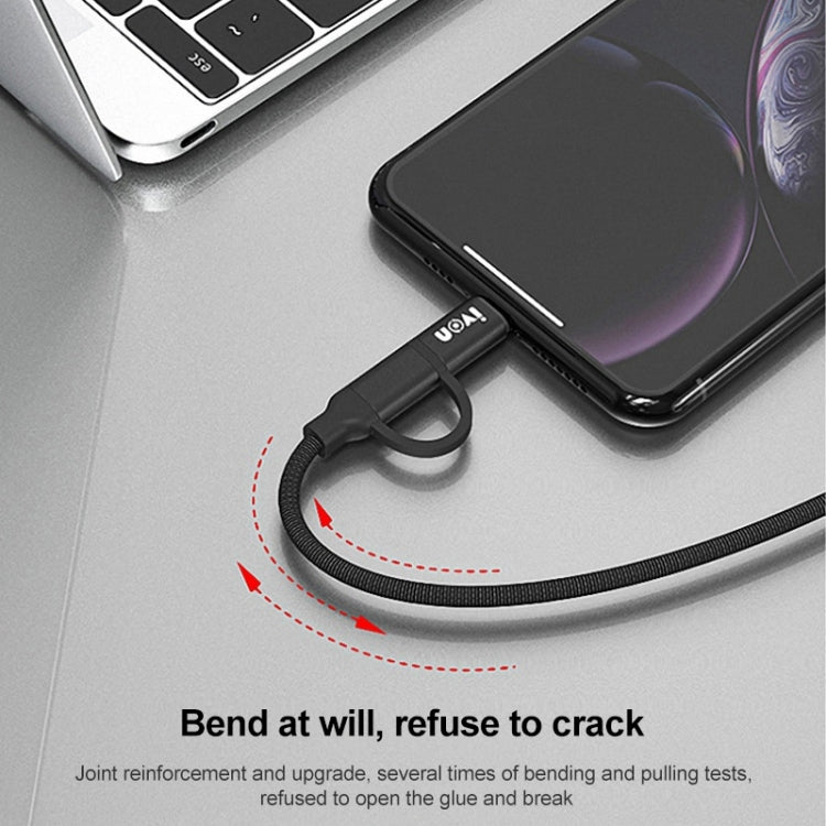 IVON CA52 2.4A USB to Type-C + Micro USB 2 in 1 Charging Sync Data Cable, Length: 1m (Black) - Multifunctional Cable by IVON | Online Shopping South Africa | PMC TechLife | Buy Now Pay Later Mobicred
