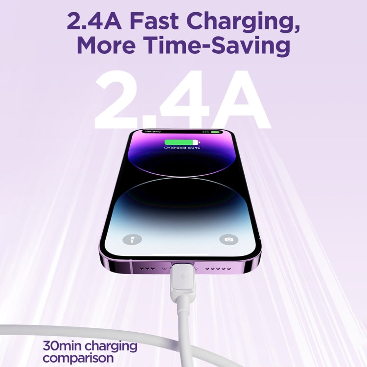 JOYROOM S-AL012A14 Multi-Color Series 2.4A USB to 8 Pin Fast Charging Data Cable, Length:1.2m(White) - Normal Style Cable by JOYROOM | Online Shopping South Africa | PMC TechLife