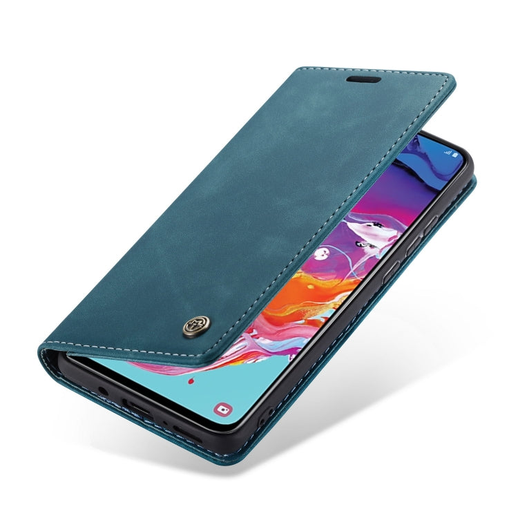 CaseMe-013 Multifunctional Retro Frosted Horizontal Flip Leather Case for Galaxy A70, with Card Slot & Holder & Zipper Wallet & Photo Frame(Blue) - Galaxy Phone Cases by CaseMe | Online Shopping South Africa | PMC Jewellery | Buy Now Pay Later Mobicred