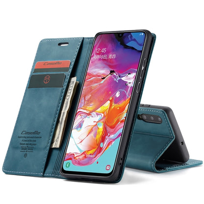 CaseMe-013 Multifunctional Retro Frosted Horizontal Flip Leather Case for Galaxy A70, with Card Slot & Holder & Zipper Wallet & Photo Frame(Blue) - Galaxy Phone Cases by CaseMe | Online Shopping South Africa | PMC Jewellery | Buy Now Pay Later Mobicred