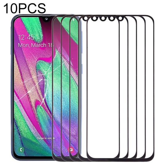 For Samsung Galaxy A40 10pcs Front Screen Outer Glass Lens (Black) - Outer Glass Lens by PMC Jewellery | Online Shopping South Africa | PMC Jewellery