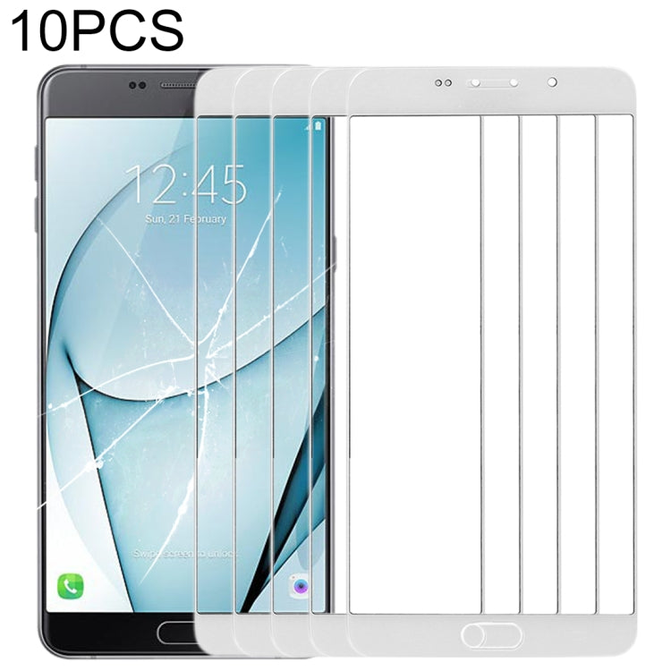 For Samsung Galaxy A9 (2016) / A900 10pcs Front Screen Outer Glass Lens (White) - Outer Glass Lens by PMC Jewellery | Online Shopping South Africa | PMC Jewellery