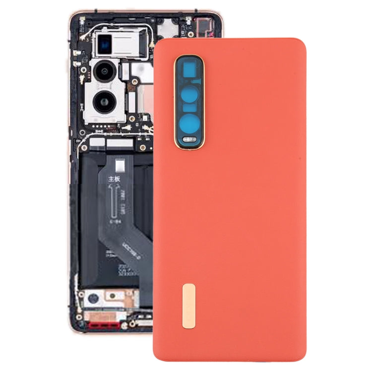 For OPPO Find X2 Pro CPH2025 PDEM30 Original Leather Material Battery Back Cover (Orange) - Back Cover by PMC TechLife | Online Shopping South Africa | PMC TechLife