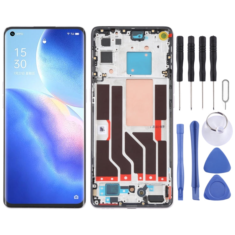 Original LCD Screen For OPPO Reno5 Pro 5G Digitizer Full Assembly with Frame(Silver) - free shipping - PMC TechLife - Order now!