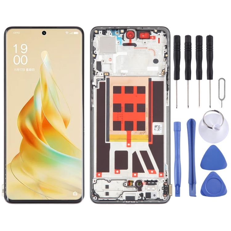 Original LCD Screen For OPPO Reno9 Pro Digitizer Full Assembly with Frame (Black) - free shipping - PMC TechLife - Order now!