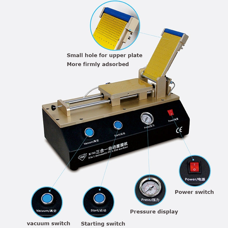 TBK-765 3 in1 Automatic OCA Laminating Machine LCD Touch Screen Air Compressor Machine Built-in Vacuum Pump - Laminator Machine by TBK | Online Shopping South Africa | PMC Jewellery | Buy Now Pay Later Mobicred