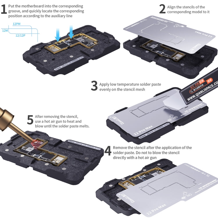 Qianli 10 in 1 Middle Frame Reballing Platform For iPhone X / XS / XS Max / 11 / 11 Pro / 11 Pro Max / 12 / 12 Pro / 12 mini / 12 Pro Max - Repair Platform by QIANLI | Online Shopping South Africa | PMC Jewellery | Buy Now Pay Later Mobicred