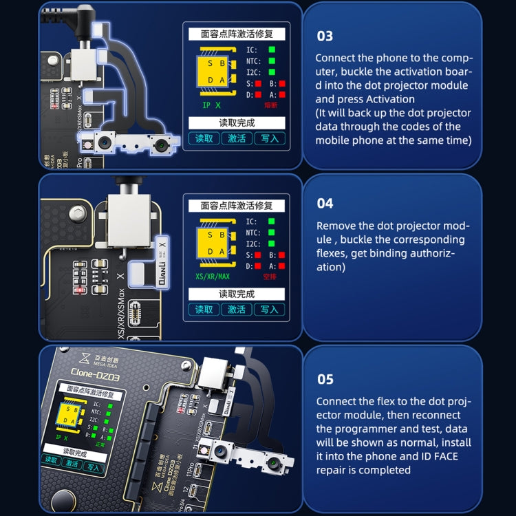 MEGA-IDEA Clone DZ03 Battery Activation & Face ID Dot Matrix Programmer for iPhone 8-14 Pro Max, Plug: EU - Repair Programmer by PMC TechLife | Online Shopping South Africa | PMC TechLife