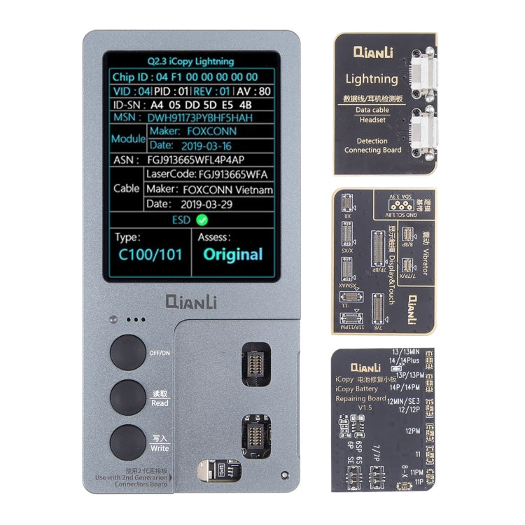 For iPhone 6 - 14 Pro Max 3 in 1 Qianli iCopy Plus 2.2 Repair Detection Programmer Set, Plug: US - free shipping - PMC TechLife - Order now!