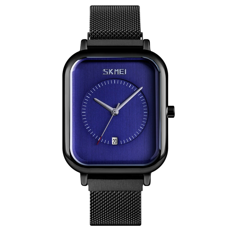 SKMEI 9207 Fashion Creative Simple Watch Men Magnetic Buckle Mesh Belt Steel Belt Couple Quartz Watch(Black Blue) - Metal Strap Watches by SKMEI | Online Shopping South Africa | PMC Jewellery | Buy Now Pay Later Mobicred