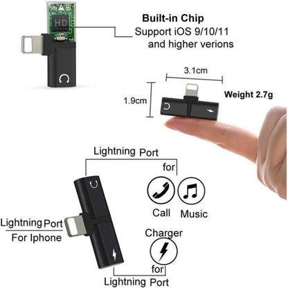 Zs-18182 2 in 1 8 Pin Male to 8 Pin Charging + 8 Pin Audio Female Connector Earphone Adapter, Supports Call & Volume Control(Silver) - Earphone Adapter by PMC Jewellery | Online Shopping South Africa | PMC Jewellery