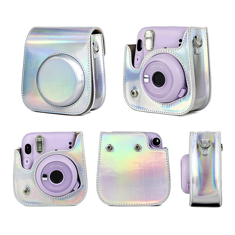 Richwell Portable Aurora  PU Leather Camera Case Camera Bag with Shoulder Strap, Suitable for Fujifilm Instax Mini 11(Silver) - Leather Bag by Richwell | Online Shopping South Africa | PMC TechLife | Buy Now Pay Later Mobicred
