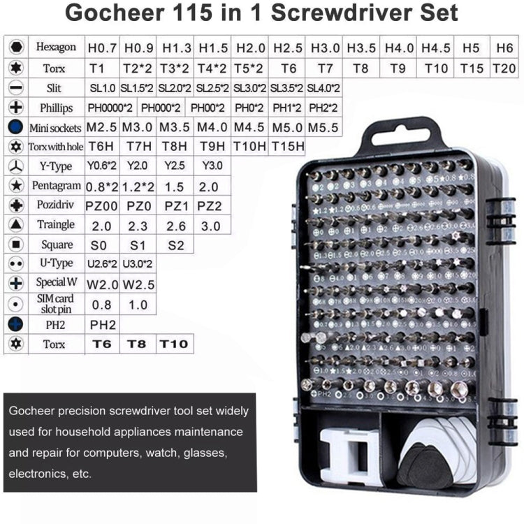 115 in 1 Precision Screw Driver Mobile Phone Computer Disassembly Maintenance Tool Set(Black) - Screwdriver Set by PMC TechLife | Online Shopping South Africa | PMC TechLife