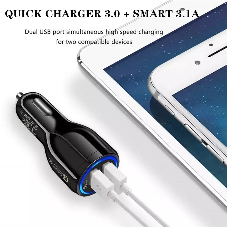 Qc3.0 Dual USB 6A Vehicle Fast Charger / Mobile Phone Tablet Fast Charging(Black) - Car Charger by PMC TechLife | Online Shopping South Africa | PMC TechLife