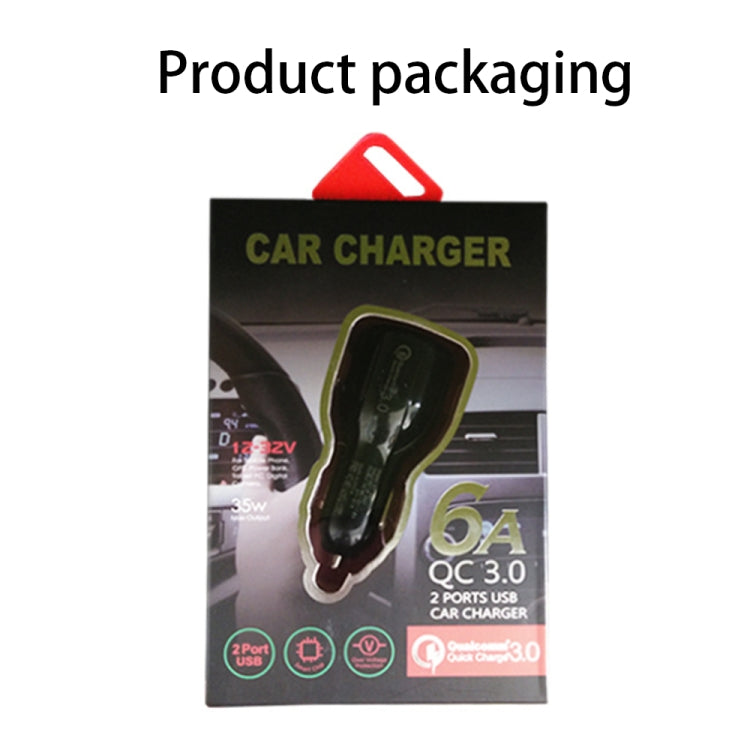 Qc3.0 Dual USB Car Charger + 8 Pin Fast Charging Line Car Charging Kit(Black) - Car Charger by PMC TechLife | Online Shopping South Africa | PMC TechLife