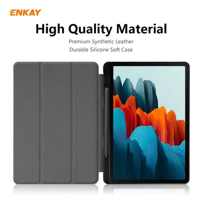 ENKAY ENK-8011 PU Leather + TPU Smart Case with Pen Slot for Samsung Galaxy Tab S8 / Galaxy Tab S7 11.0 T870 / T875(Dark Blue) - Galaxy Tab S8 Cases by ENKAY | Online Shopping South Africa | PMC Jewellery | Buy Now Pay Later Mobicred