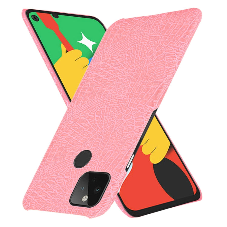 For Google Pixel 5 Shockproof Crocodile Texture PC + PU Case(Pink) - Google Cases by PMC TechLife | Online Shopping South Africa | PMC TechLife | Buy Now Pay Later Mobicred
