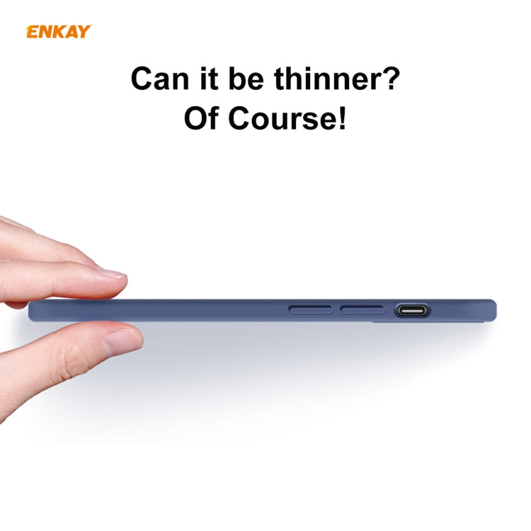 For iPhone 12 Pro Hat-Prince ENKAY ENK-PC069 Liquid Silicone Straight Edge Shockproof Protective Case(Navy Blue) - iPhone 12 / 12 Pro Cases by ENKAY | Online Shopping South Africa | PMC TechLife | Buy Now Pay Later Mobicred