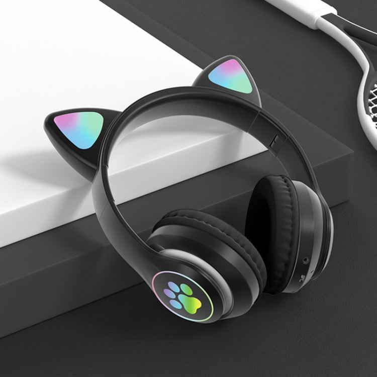 T&G TN-28 3.5mm Bluetooth 5.0 Dual Connection RGB Cat Ear Bass Stereo Noise-cancelling Headphones Support TF Card With Mic(Black) - Headset & Headphone by T&G | Online Shopping South Africa | PMC Jewellery | Buy Now Pay Later Mobicred