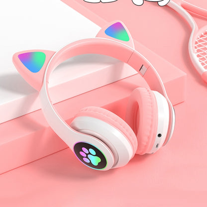 T&G TN-28 3.5mm Bluetooth 5.0 Dual Connection RGB Cat Ear Bass Stereo Noise-cancelling Headphones Support TF Card With Mic(Pink) - Headset & Headphone by T&G | Online Shopping South Africa | PMC Jewellery