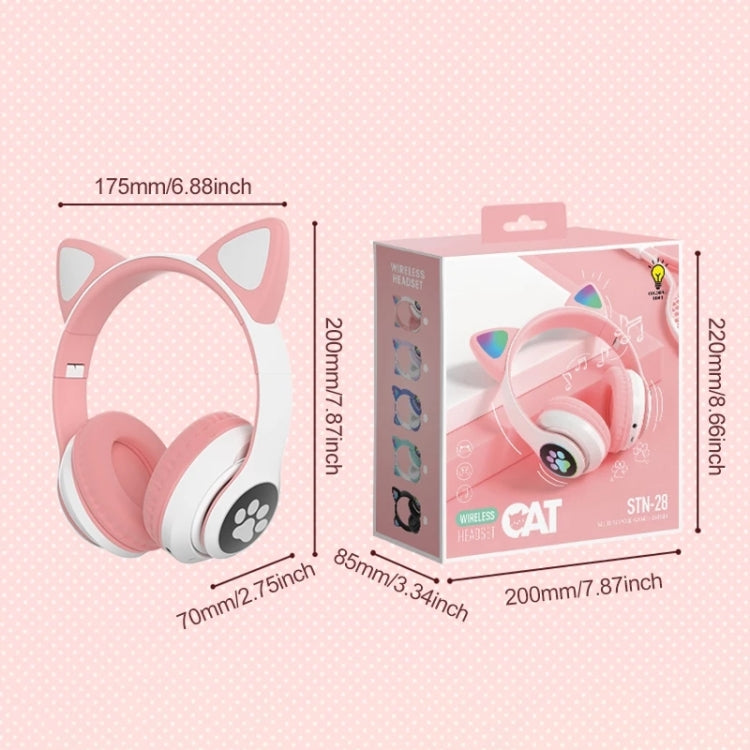 T&G TN-28 3.5mm Bluetooth 5.0 Dual Connection RGB Cat Ear Bass Stereo Noise-cancelling Headphones Support TF Card With Mic(Pink) - Headset & Headphone by T&G | Online Shopping South Africa | PMC Jewellery | Buy Now Pay Later Mobicred