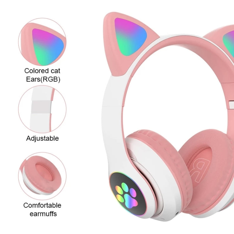 T&G TN-28 3.5mm Bluetooth 5.0 Dual Connection RGB Cat Ear Bass Stereo Noise-cancelling Headphones Support TF Card With Mic(Blue) - Headset & Headphone by T&G | Online Shopping South Africa | PMC Jewellery | Buy Now Pay Later Mobicred