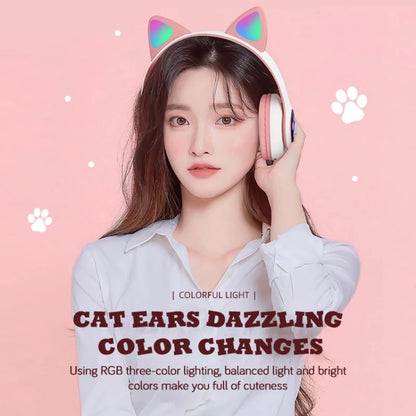 T&G TN-28 3.5mm Bluetooth 5.0 Dual Connection RGB Cat Ear Bass Stereo Noise-cancelling Headphones Support TF Card With Mic(Black) - Headset & Headphone by T&G | Online Shopping South Africa | PMC Jewellery | Buy Now Pay Later Mobicred