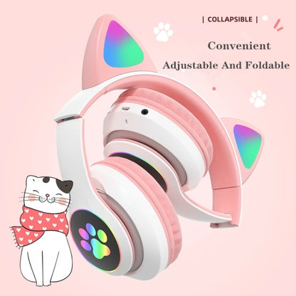 T&G TN-28 3.5mm Bluetooth 5.0 Dual Connection RGB Cat Ear Bass Stereo Noise-cancelling Headphones Support TF Card With Mic(Pink) - Headset & Headphone by T&G | Online Shopping South Africa | PMC Jewellery | Buy Now Pay Later Mobicred